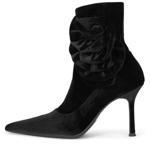Jeffrey Campbell FLORETTE Black Velve Stiletto Boo. Sz: 8.5